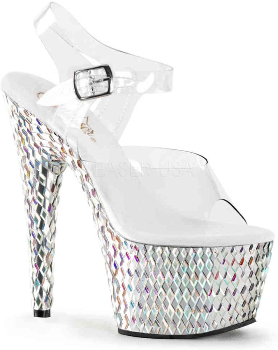 EU 39 = US 9 | BEJEWELED-708DS | **7 Heel, 2 3/4 PF Ankle Strap Sandal w/Diamond-Cut Stones